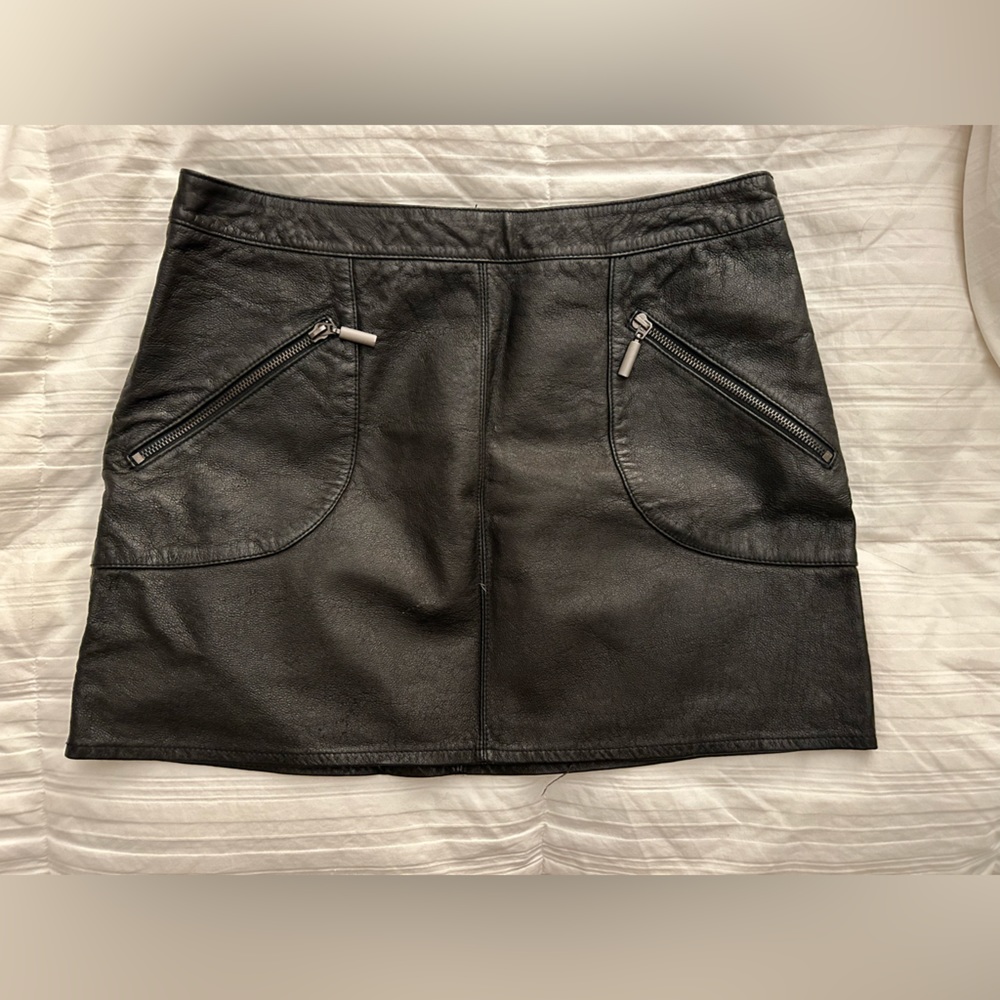 Zara Basic Leather Mini Skirt With Zippers